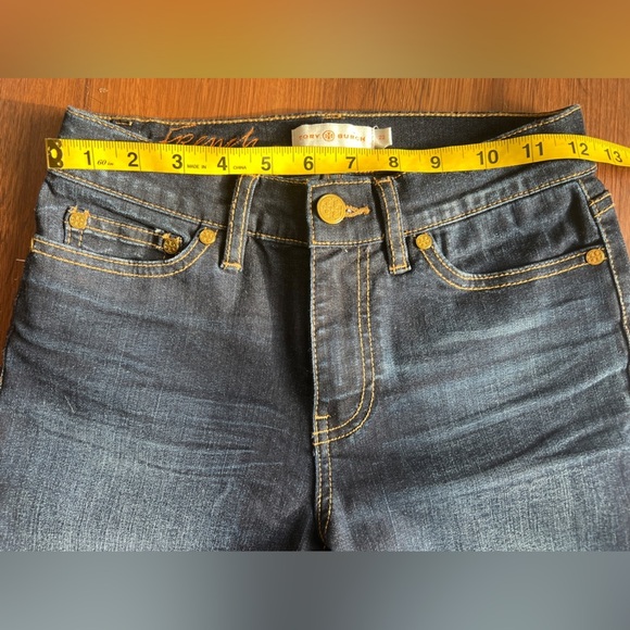 Tory Burch Sadie Dark Wash Stretch Cropped Straight Leg Jeans Women’s Size 23 - Picture 5 of 6